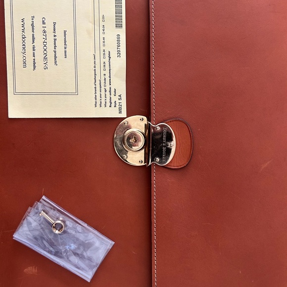 Dooney & Bourke Alto Gusset Brown Leather Briefcase with Gold Lock - Picture 10 of 11